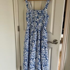 Quince European linen fit and flare midi dress